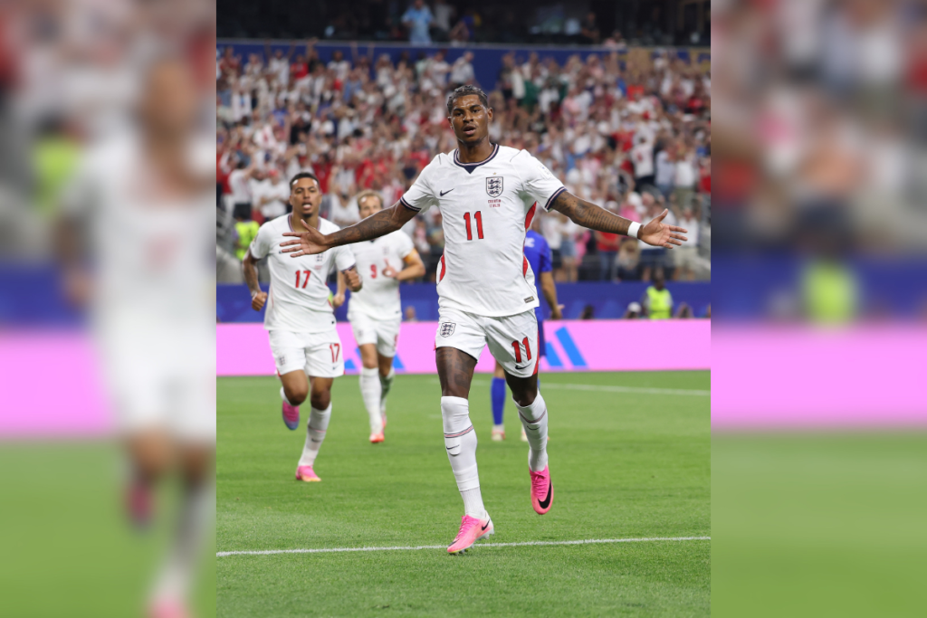 Marcus Rashford celebra el cuarto gol de Inglaterra ante Croacia en el Mundial 2026